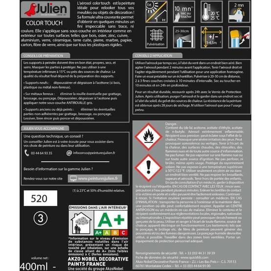Peinture aérosol multi-supports Satin Blanc Neige 400 ml - JULIEN - Image 5