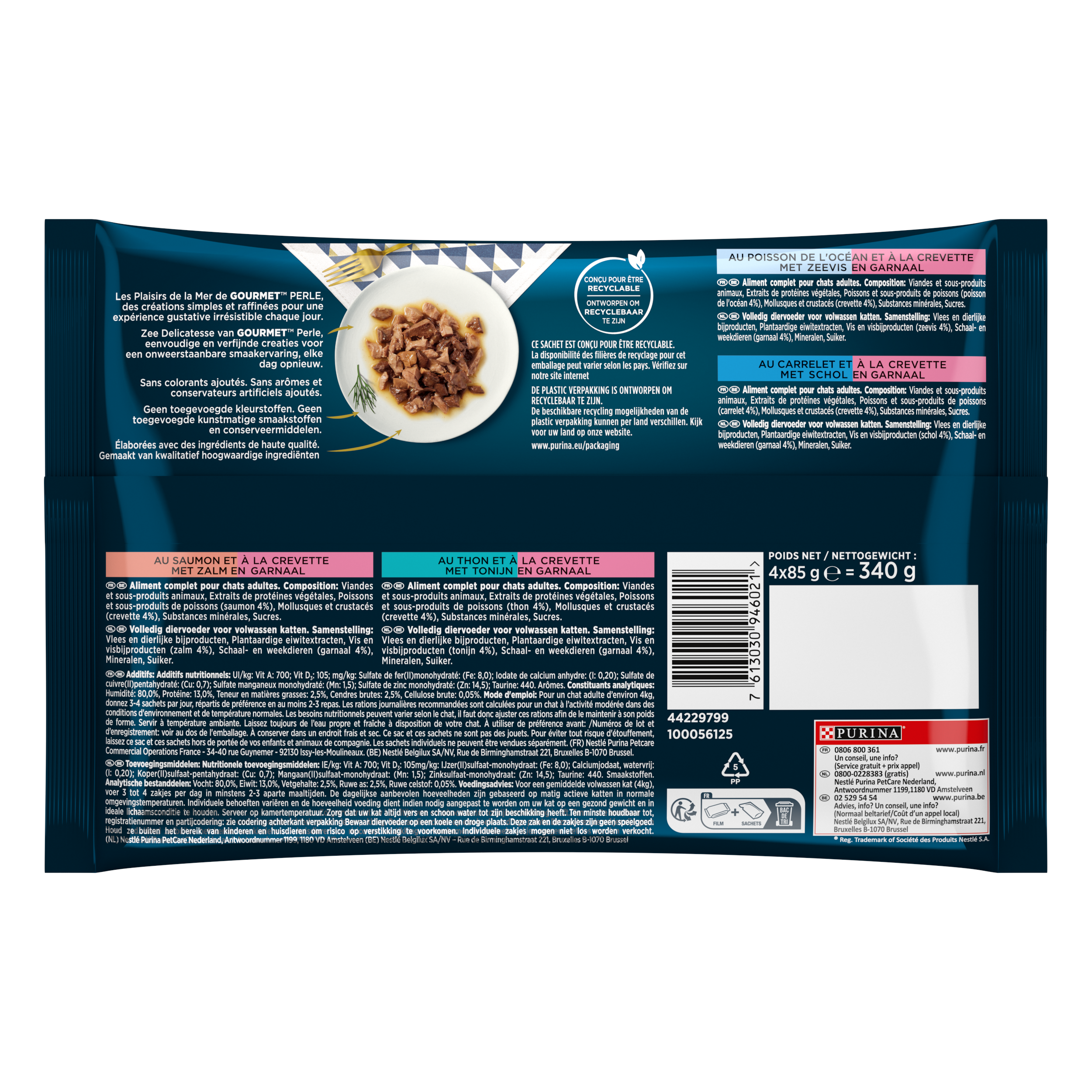 Purina Gourmet - Sachets chat Les Plaisirs de la Mer Carrelet-Thon-Saumon 4x85g - GOURMET - Image 4