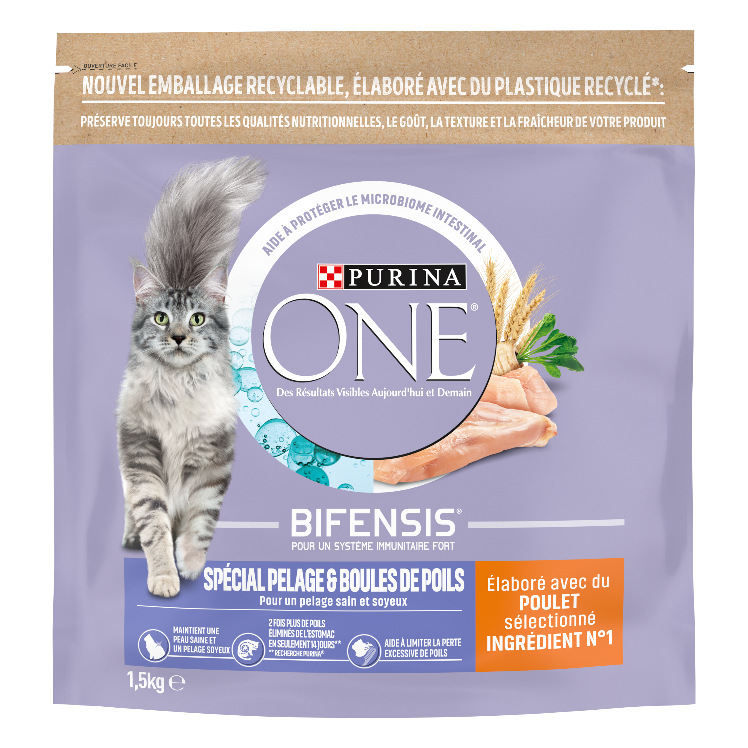 Purina One - Croquettes chat Pelage et Boules de poils Poulet 1,5 kg - PURINA ONE - Image 3