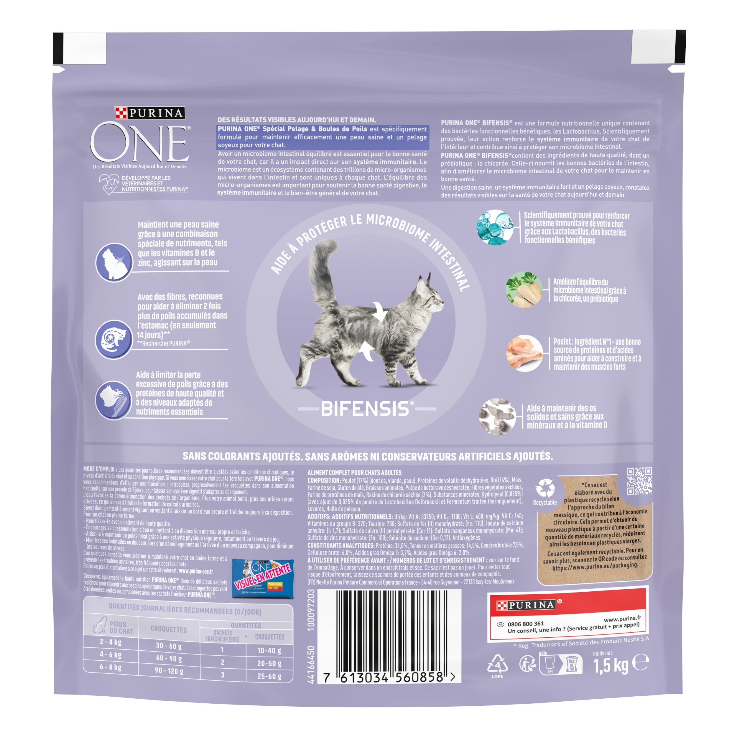 Purina One - Croquettes chat Pelage et Boules de poils Poulet 1,5 kg - PURINA ONE - Image 6