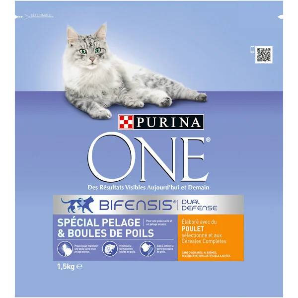 Purina One - Croquettes chat Pelage et Boules de poils Poulet 1,5 kg - PURINA ONE - Image 1