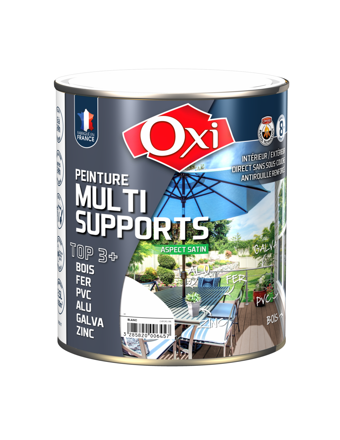 Peinture Multi-Support Satinée Noir 2,5L - OXI