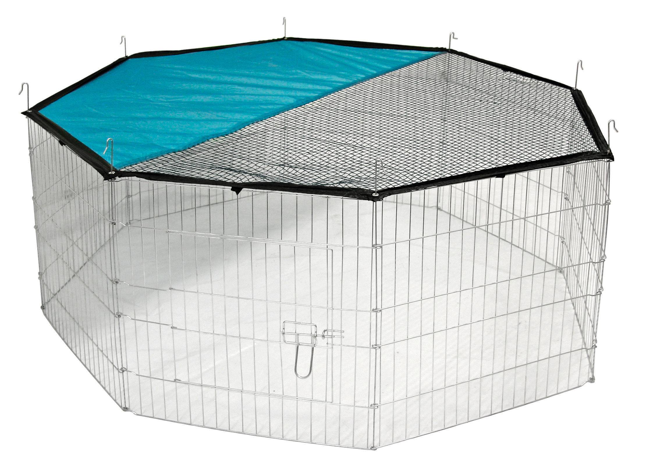 Enclos d'extérieur pour animaux de compagnie octogonal fer argent - KERBL - Image 1