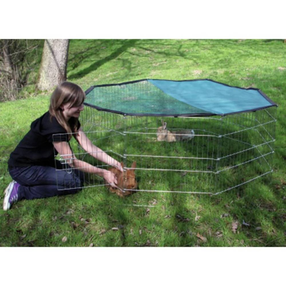 Enclos d'extérieur pour animaux de compagnie octogonal fer argent - KERBL - Image 6