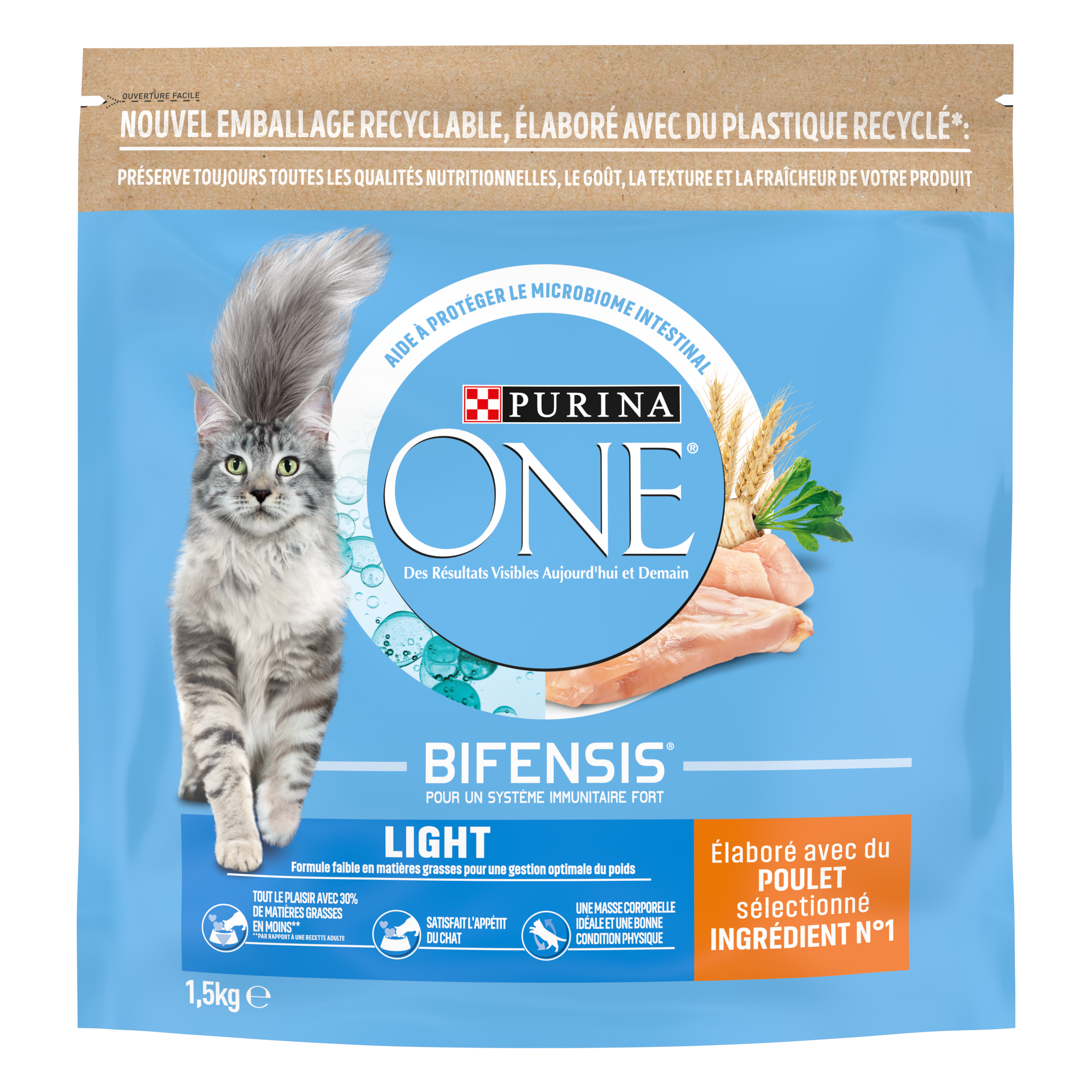 Purina One - Croquettes chat Light Poulet Blé 1,5kg - ONE