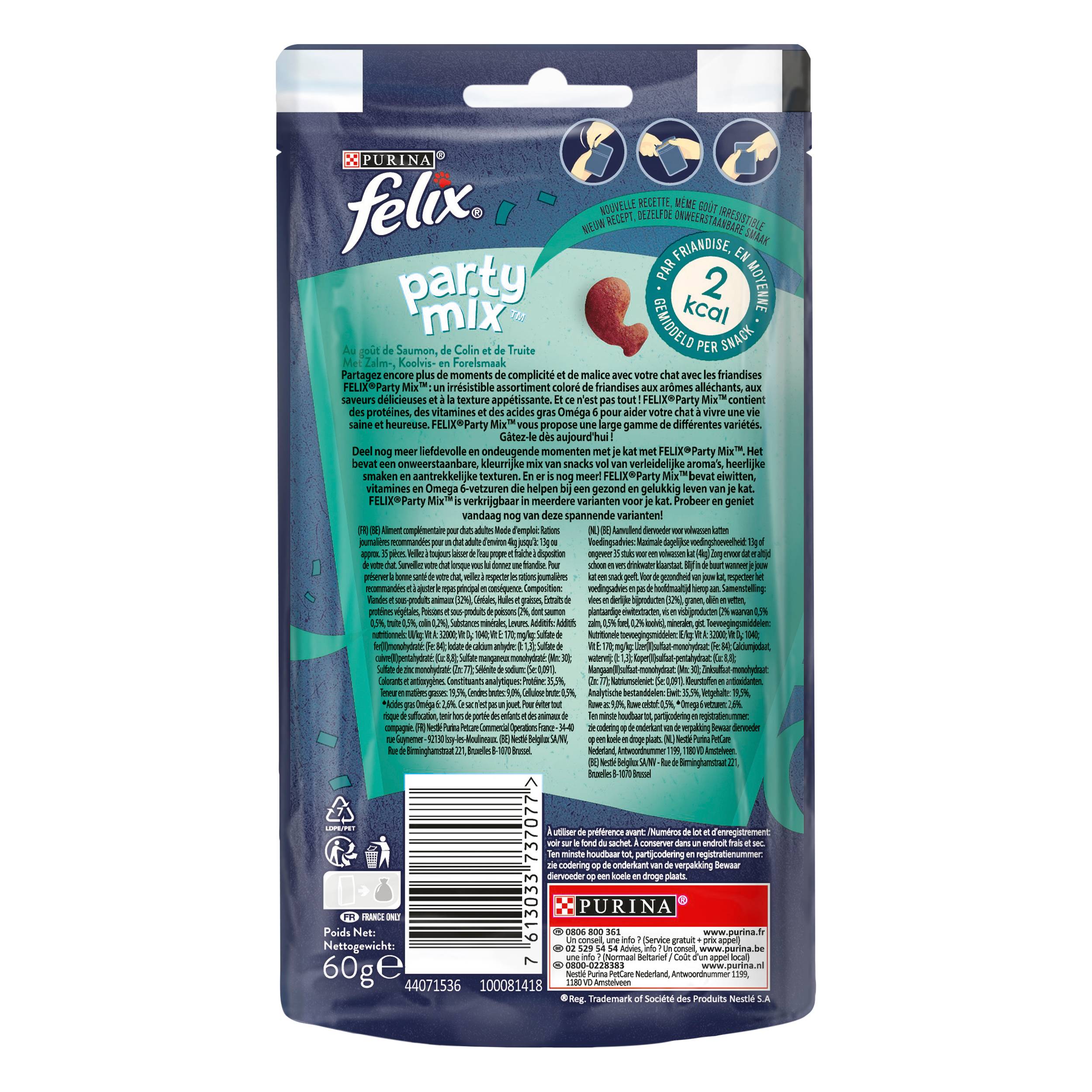 Purina One - Friandises chat Party Mix Saveur de l'Océan 60 g - FELIX - Imagen 6