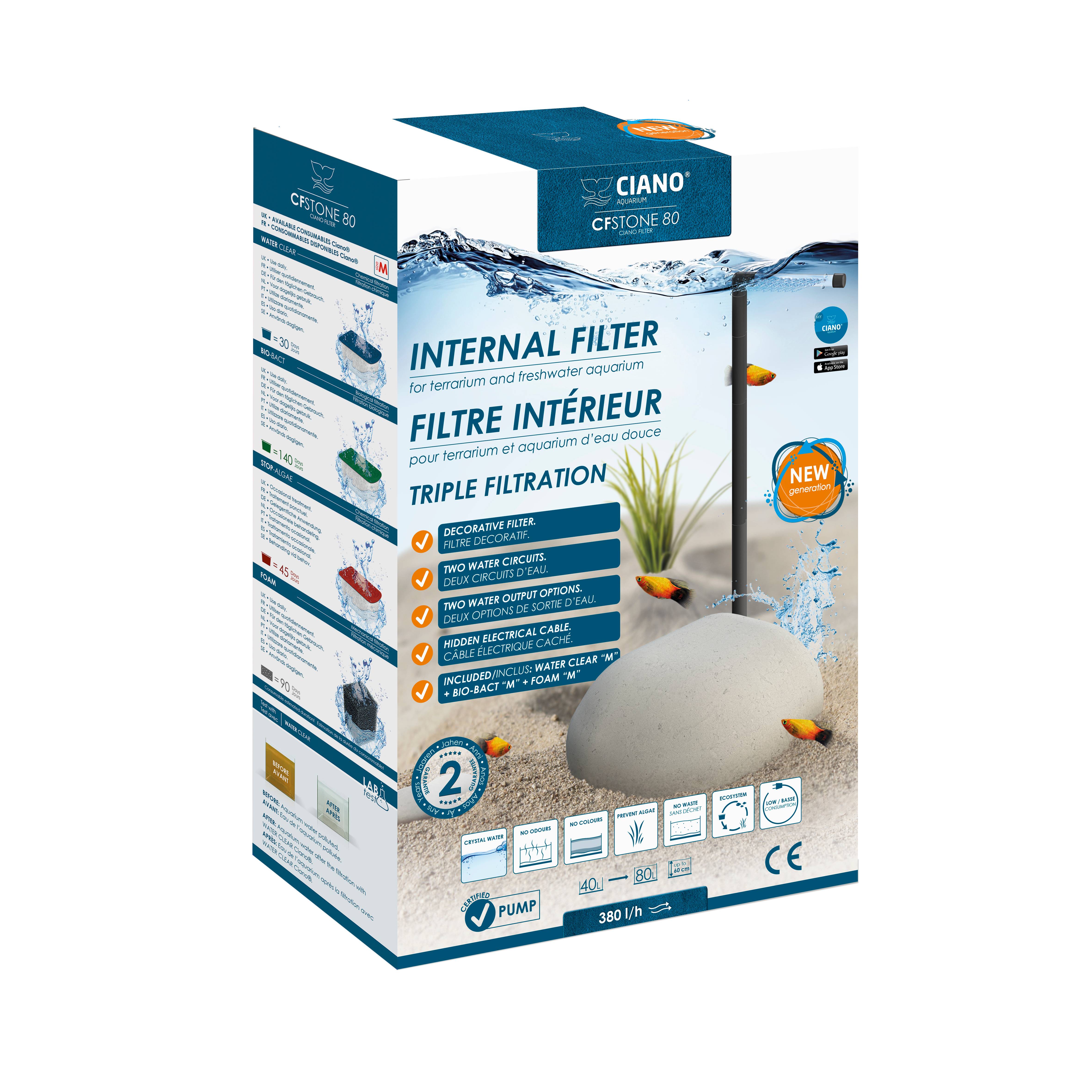 Filtre Immergé Aquarium CF Stone 80 L - CIANO - Image 1