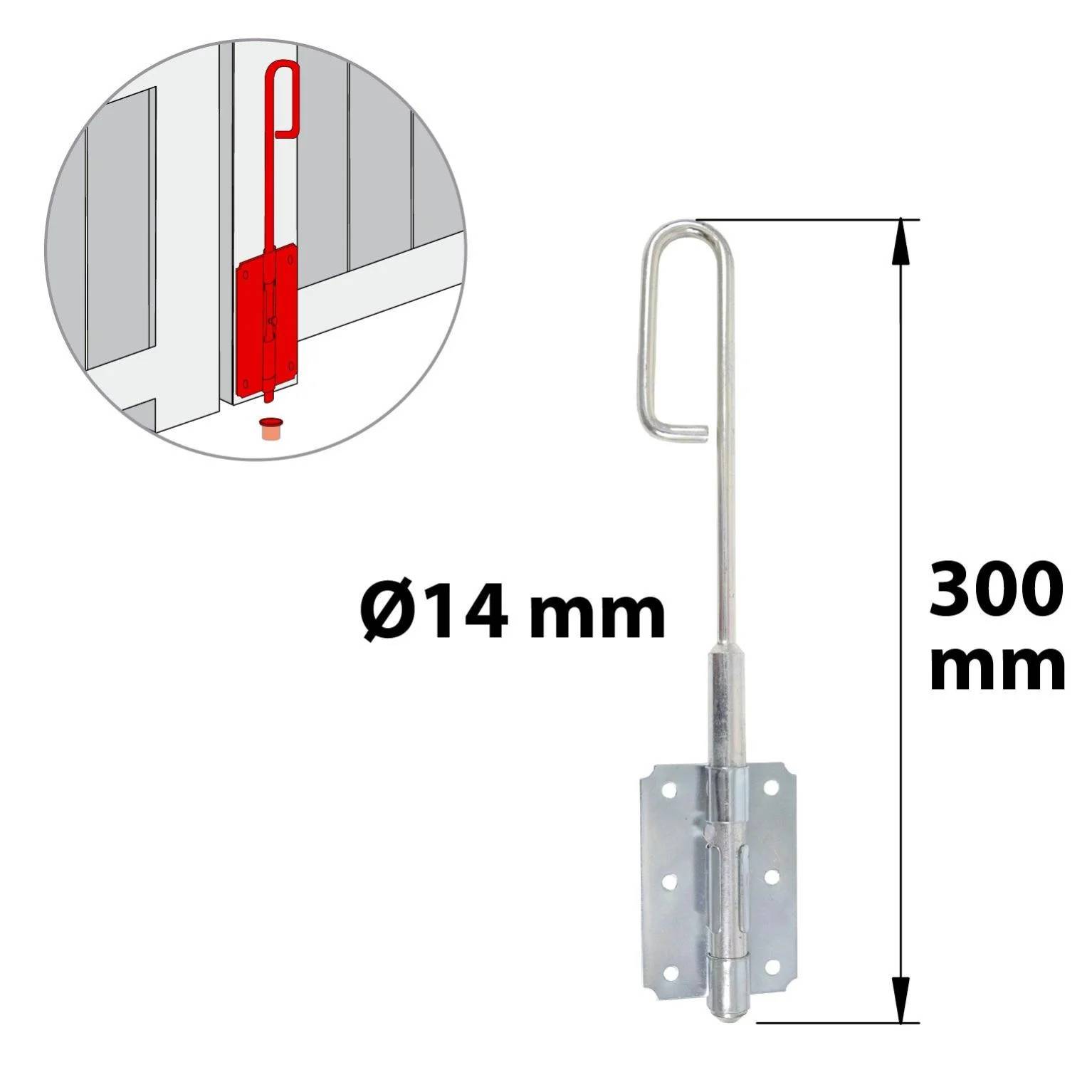 Verrou baïonnette acier zingué Ø 14 mm L 300 mm - AFBAT - Image 1