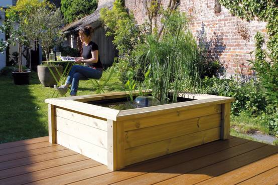 Ubbink - Bassin hors sol en bois Naturel Quadro Wood I 225L – Ubbink - Image 1