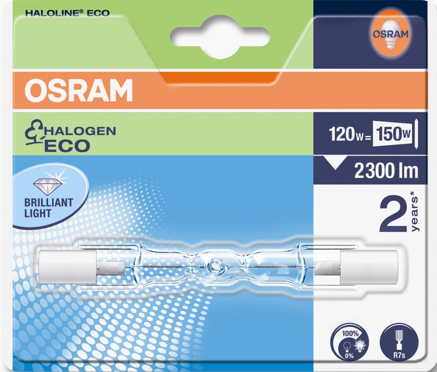 Ampoule halogène crayon 120W R7s 114mm blanc chaud - OSRAM - Image 2
