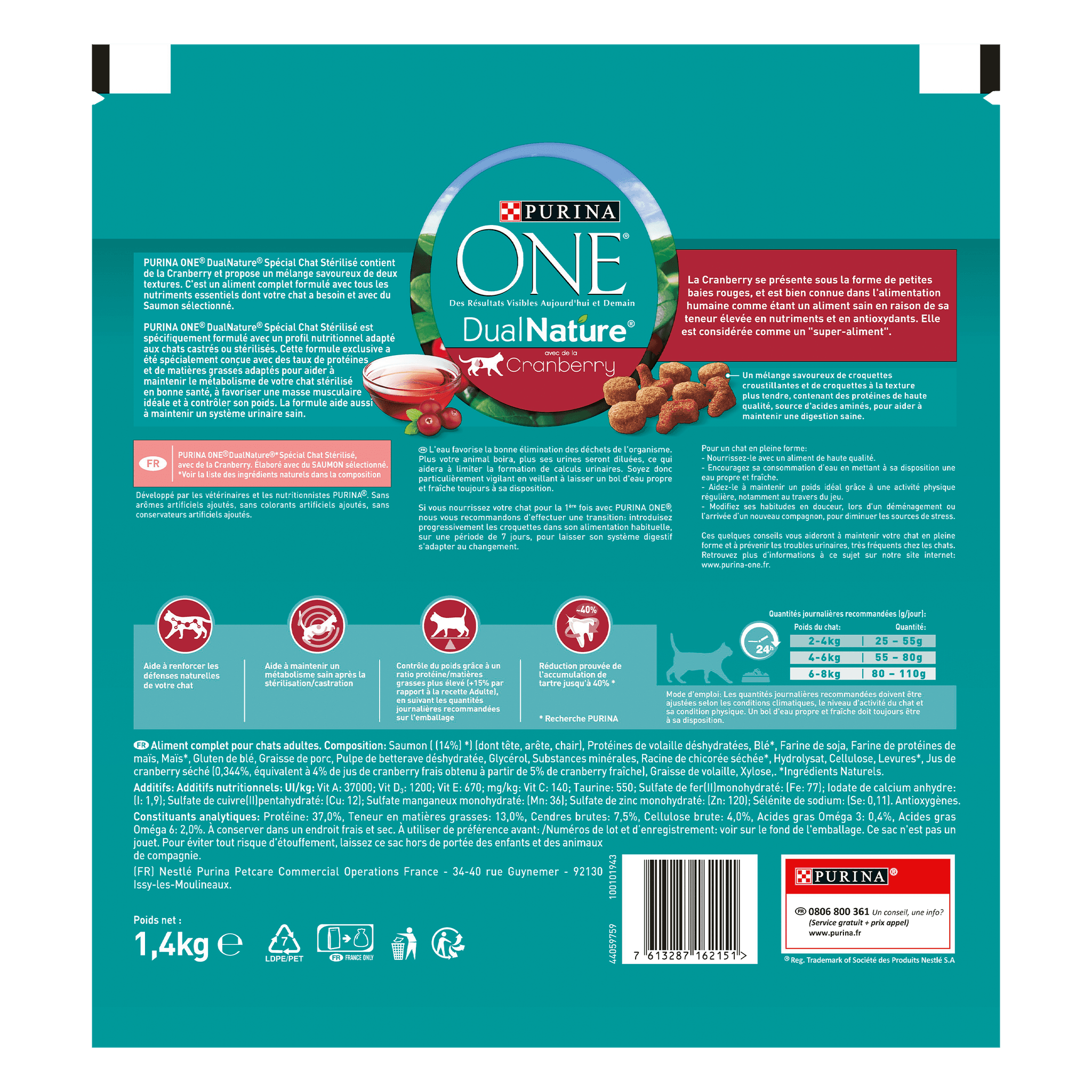 Purina One - Croquettes chat Adulte Stérilisé Saumon 1,4 kg - PURINA ONE - Image 2