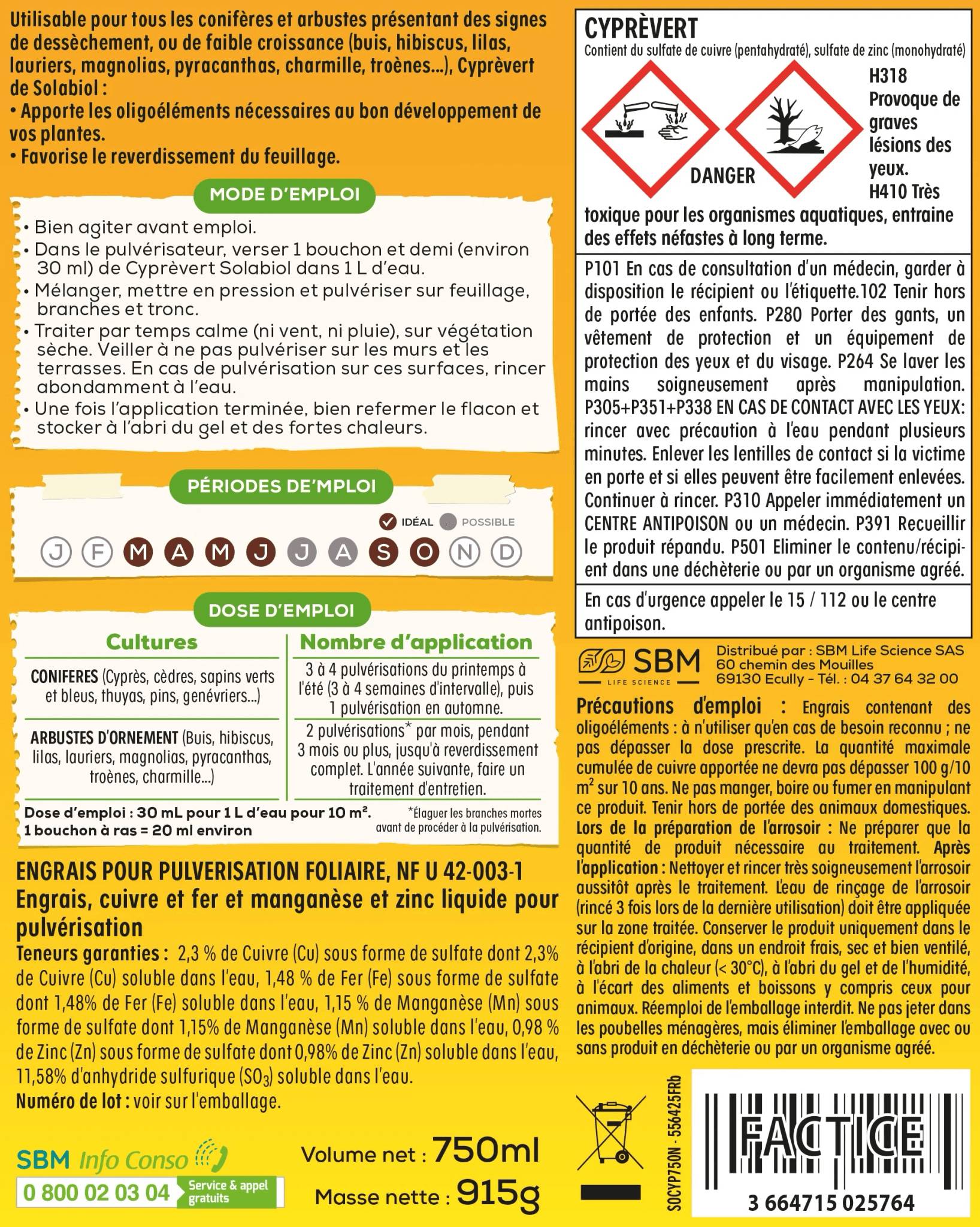 Solabiol - Engrais Cyprès Conifères 750 ML - SOLABIOL - Imagen 1