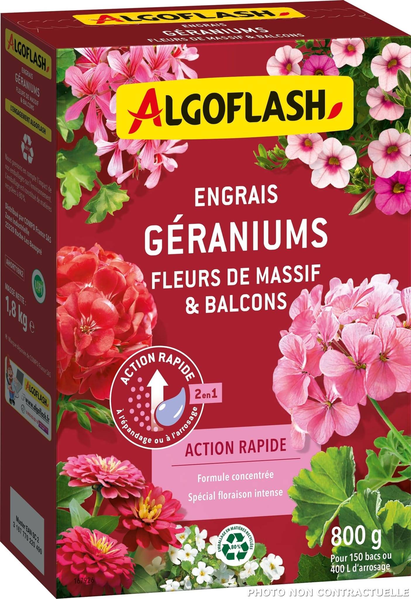 Algoflash - Engrais géraniums et plantes fleuries action rapide 800 g - Algoflash