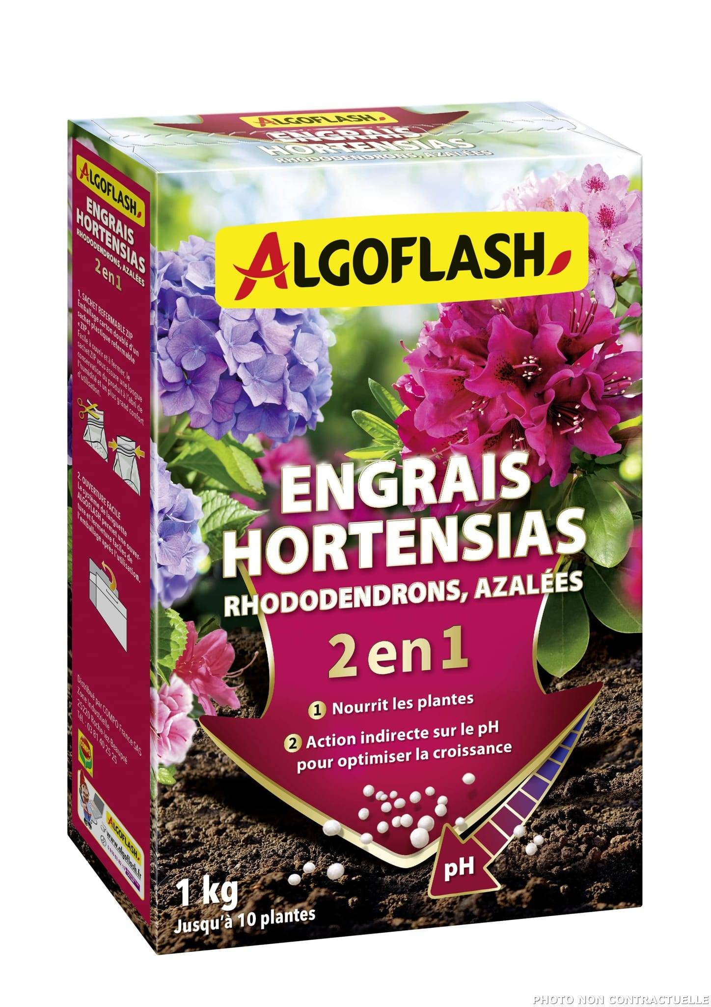 Algoflash - Engrais hortensias, rhododendrons, azalées spécial pH 1 kg - Algoflash