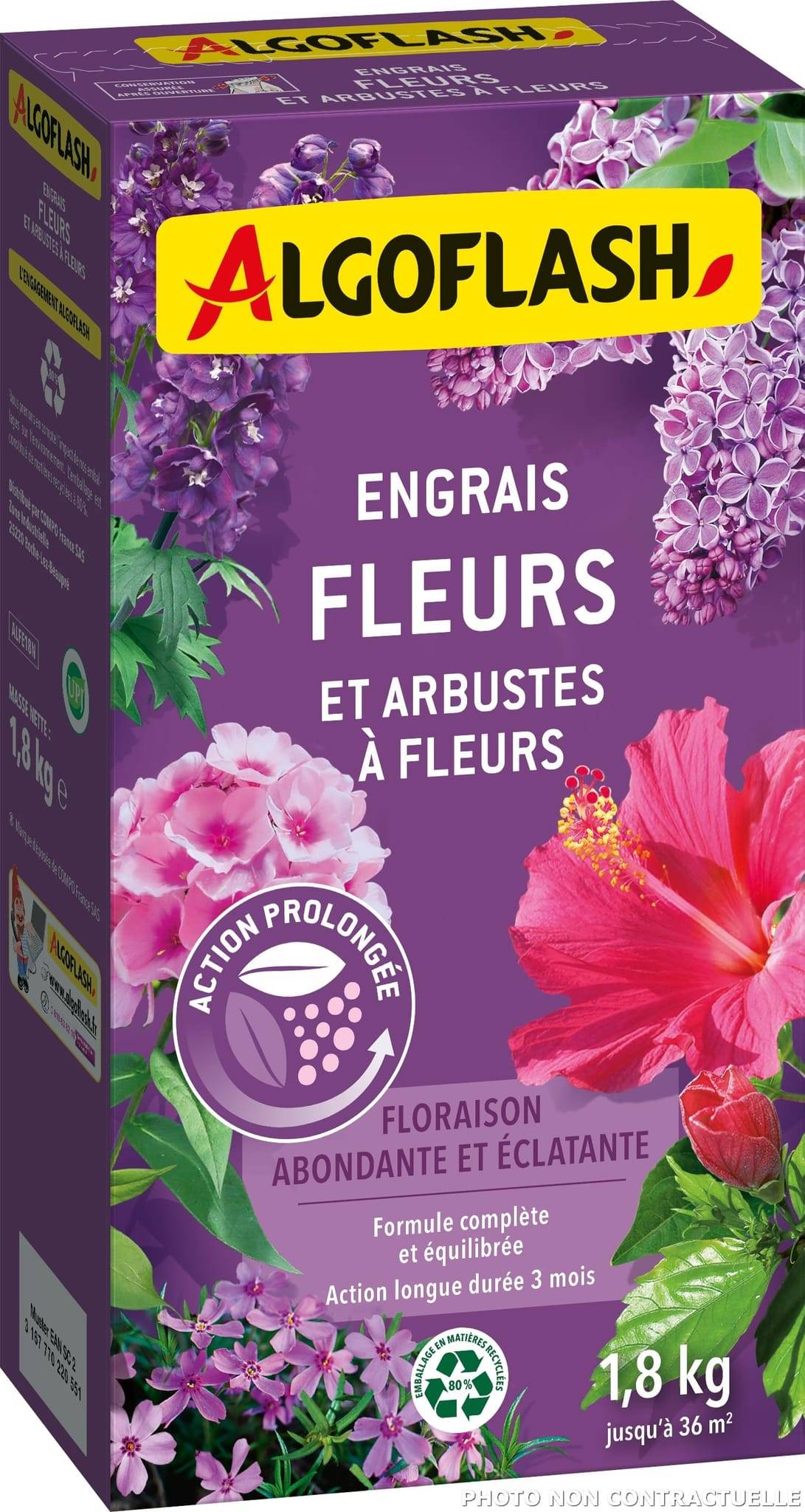 Algoflash - Engrais fleurs et arbustes à fleurs action prolongée 1,8 kg - Algoflash