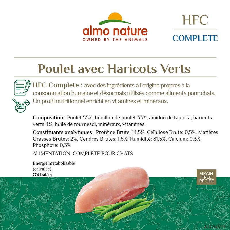 Almo Nature - Pâtée complète HFC sans céréales chat complete au poulet haricots verts - boîte 70 gr - ALMO NATURE - Image 2