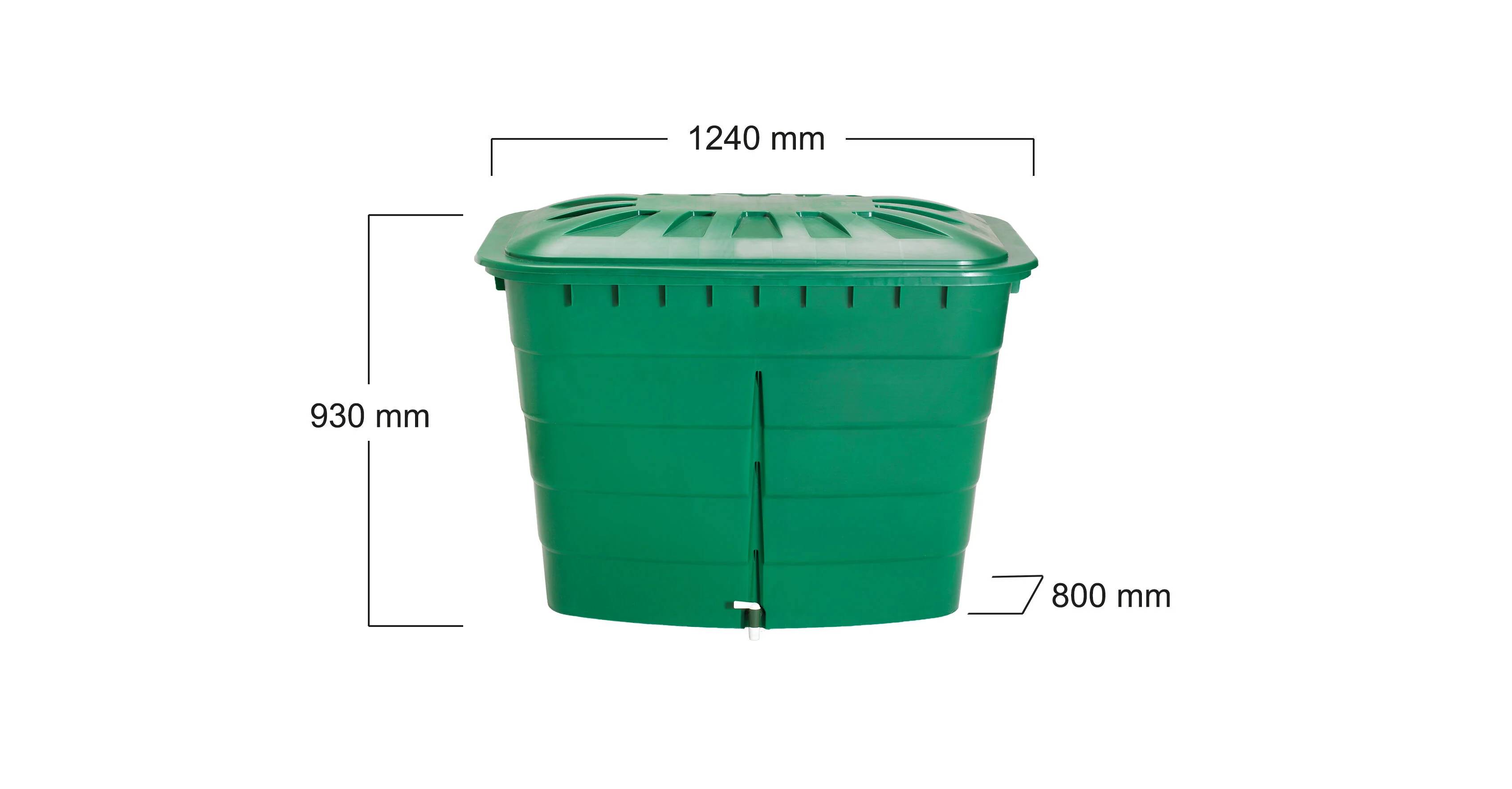 Garantia - Récupérateur d'eau de pluie 520L rectangulaire robinet et couvercle inclus vert  - GARANTIA - Image 2