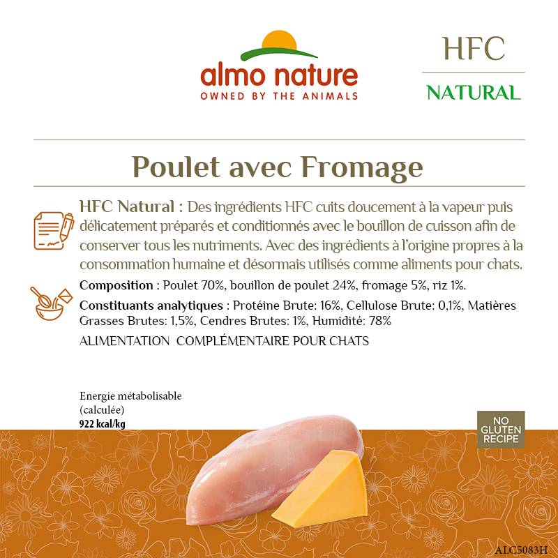 Almo Nature - Pâtée avec bouillon HFC pour chat adulte au poulet avec fromage - boîte 70 gr - ALMO NATURE - Image 2