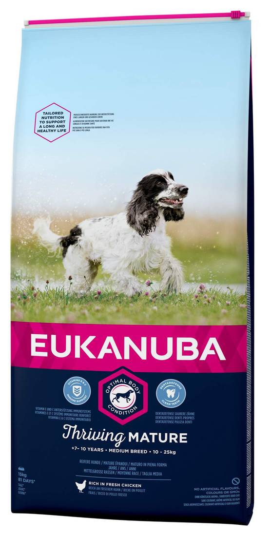 Croquette chien mature senior poulet 15 kg - EUKANUBA - Image 1