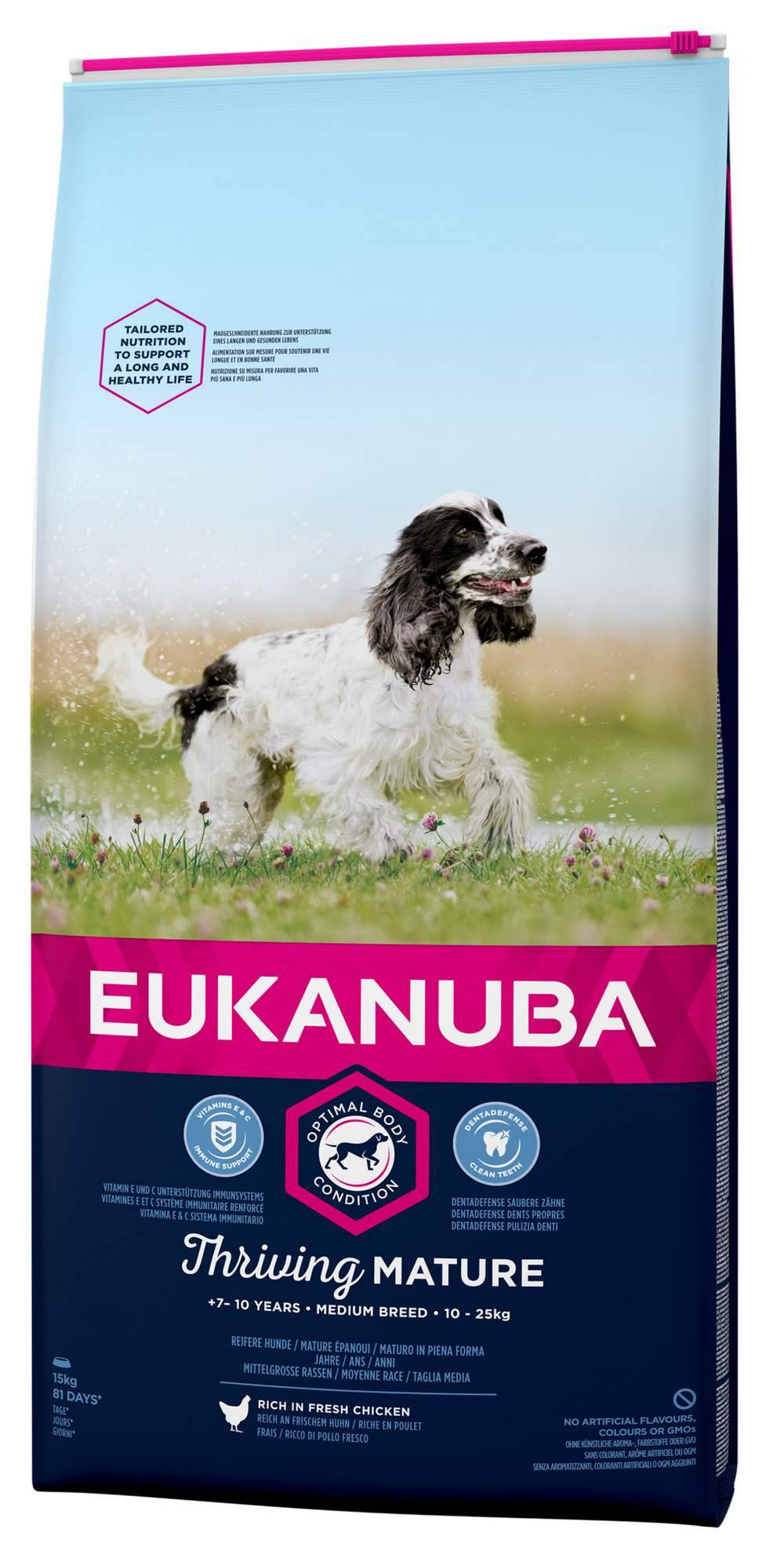 Croquette chien mature senior poulet 15 kg - EUKANUBA - Image 1