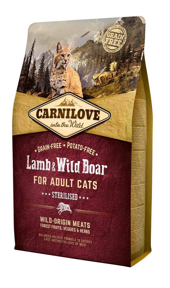 Carnilove - Croquettes pour chat adulte stérilisé à l'agneau & sanglier sauvage - sac 2 kg - CARNILOVE - Image 1