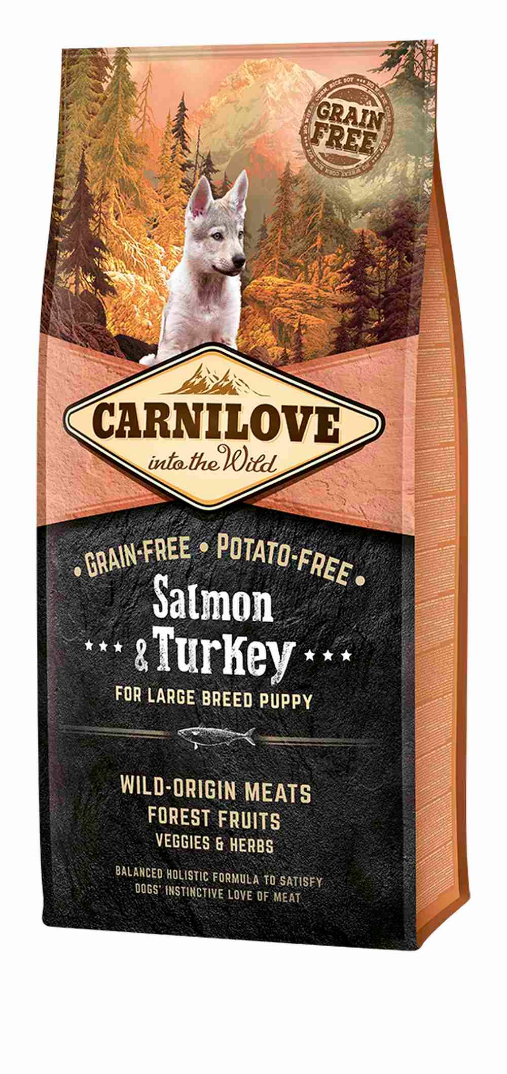 Carnilove - Croquetas para cachorro grande de salmón y pavo - saco 12 kg - CARNILOVE - Imagen 1