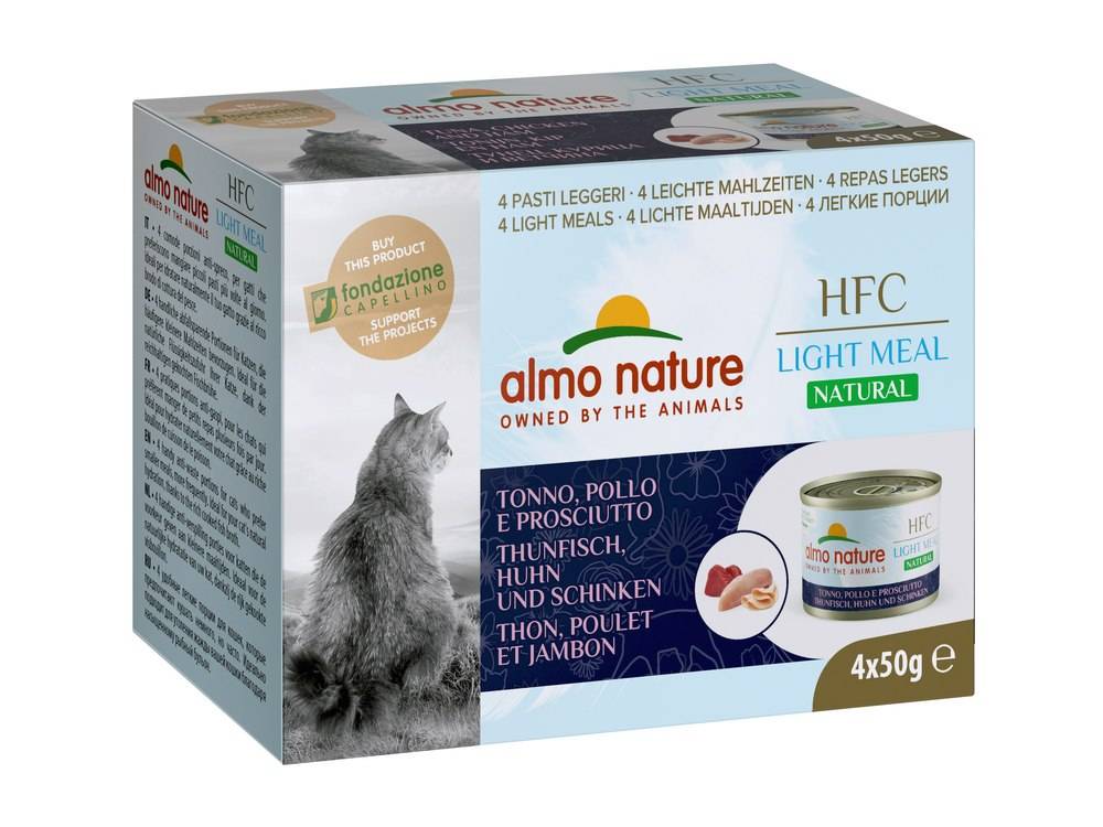 Almo Nature - Pâtée en bouillon HFC Light Meal pour chat adulte au thon, poulet & jambon 4 x 50 gr - ALMO NATURE - Image 1