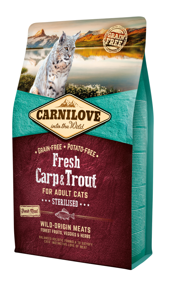 Carnilove - Croquettes pour chat adulte stérilisé à la carpe & truite - sac 2 kg - CARNILOVE - Image 3