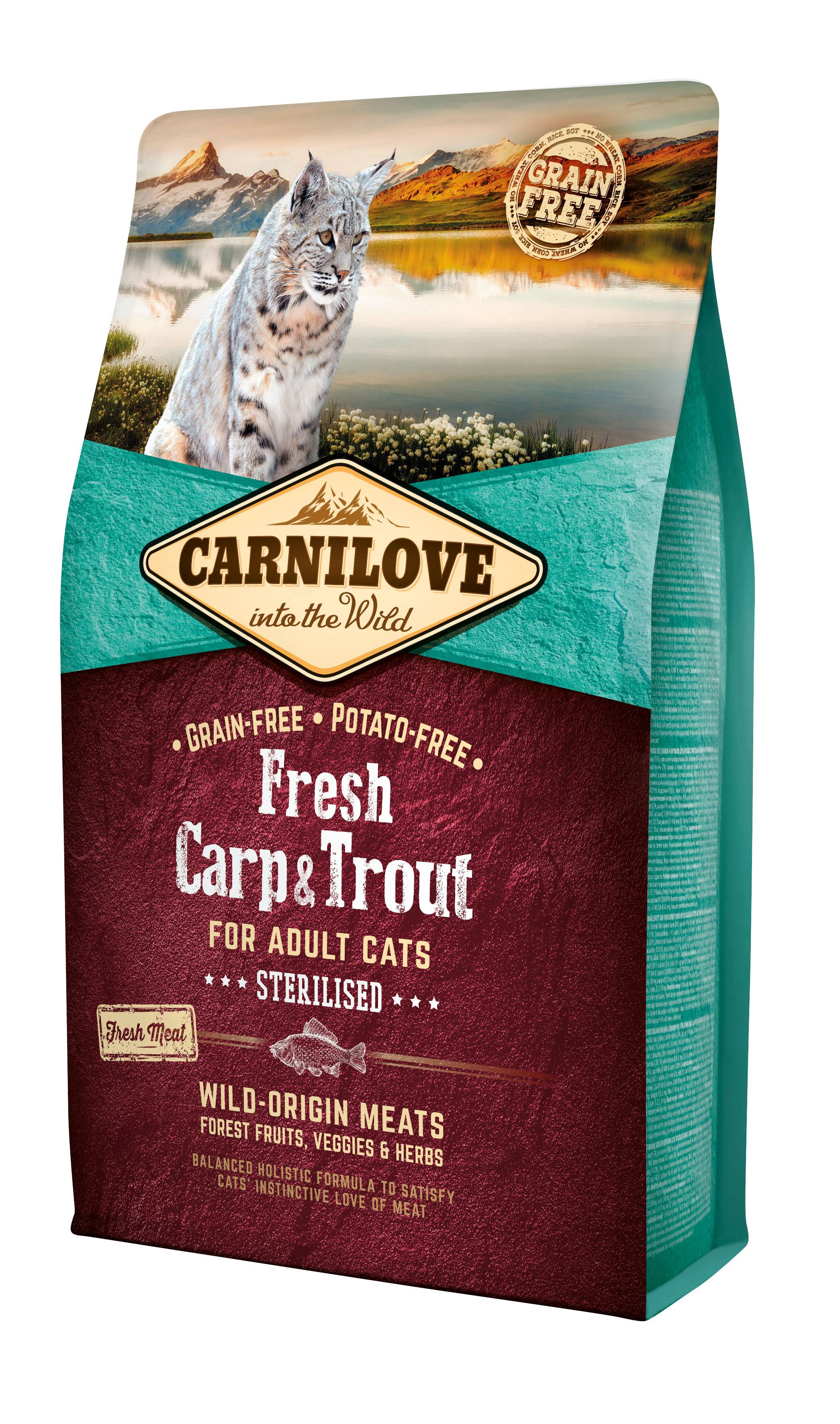 Carnilove - Croquettes pour chat adulte stérilisé à la carpe & truite - sac 2 kg - CARNILOVE - Image 1