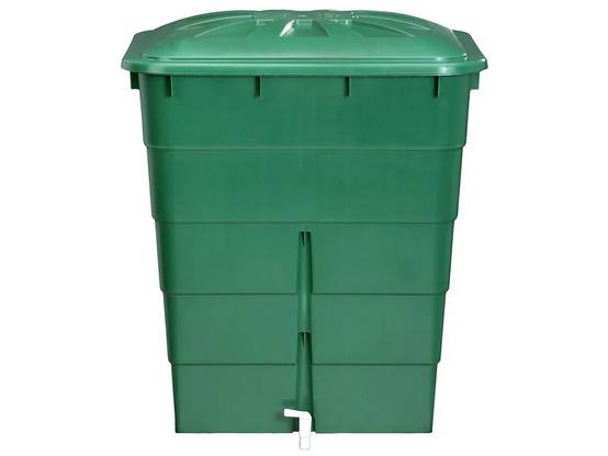 Garantia - Récupérateur d'eau de pluie 300L rectangulaire couvercle et robinet inclus vert - GARANTIA - Image 1