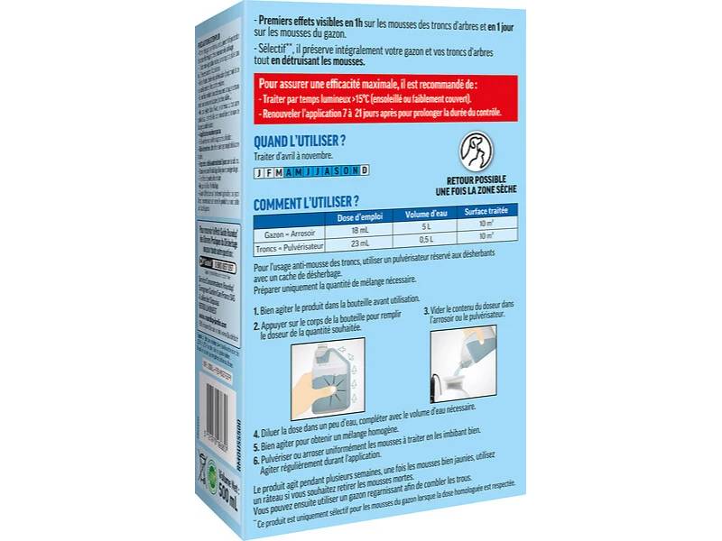 Roundup - Anti-mousses gazon troncs d'arbres 500 ml - Imagen 3