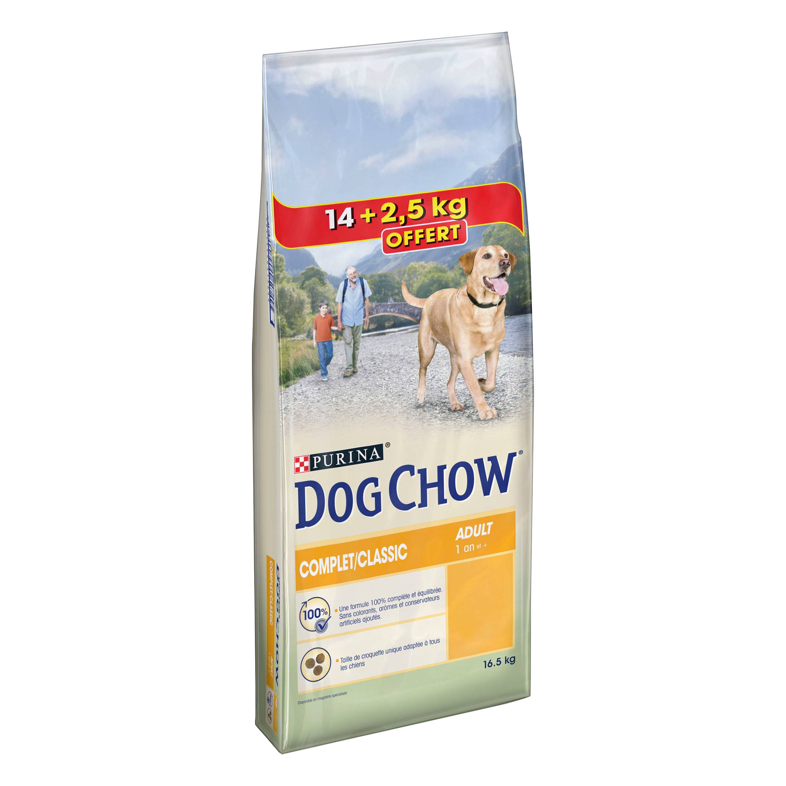 Dog Chow - Croquettes chien Poulet 14 kg + 2 kg offerts - DOG CHOW
