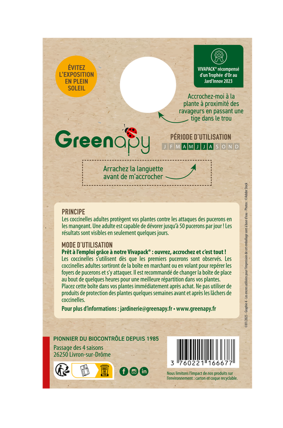 Greenapy - Coccinelles adultes Coccifly anti pucerons 20 adultes Vivapack - Greenapy - Image 5