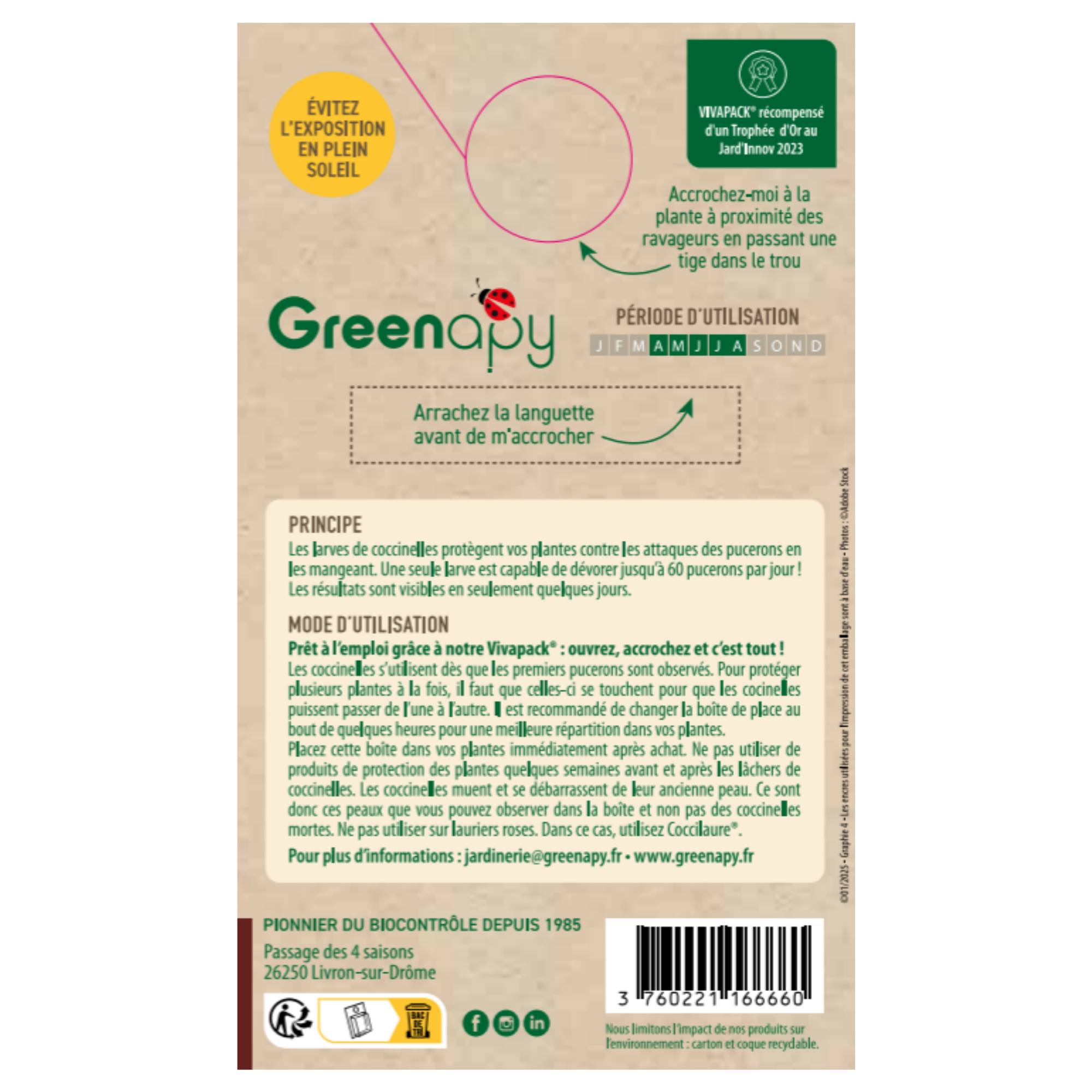 Greenapy - Coccinelles 80 larves Coccifly anti pucerons Vivapack - Greenapy - Image 3