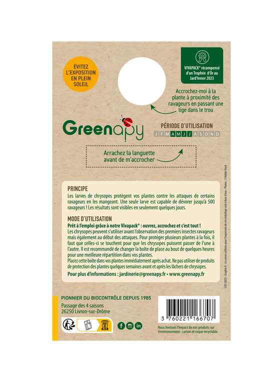 Greenapy - Chrysopes 100 larves anti-pucerons et autres Vivapack - Greenapy - Image 9