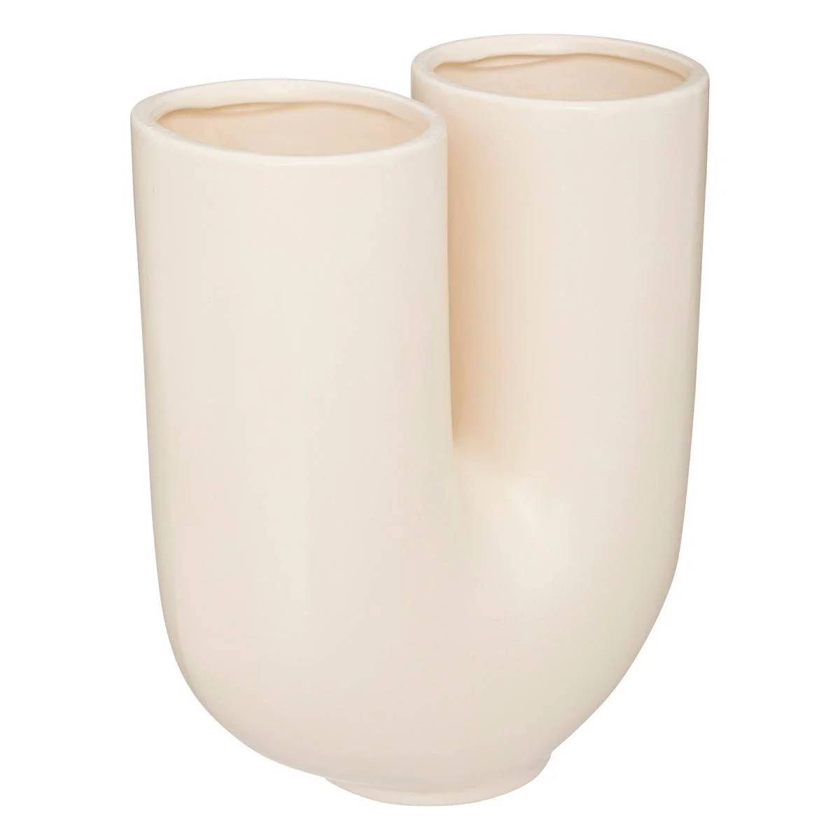 Vase U céramique blanc chaud H 25 cm - ATMOSPHERA