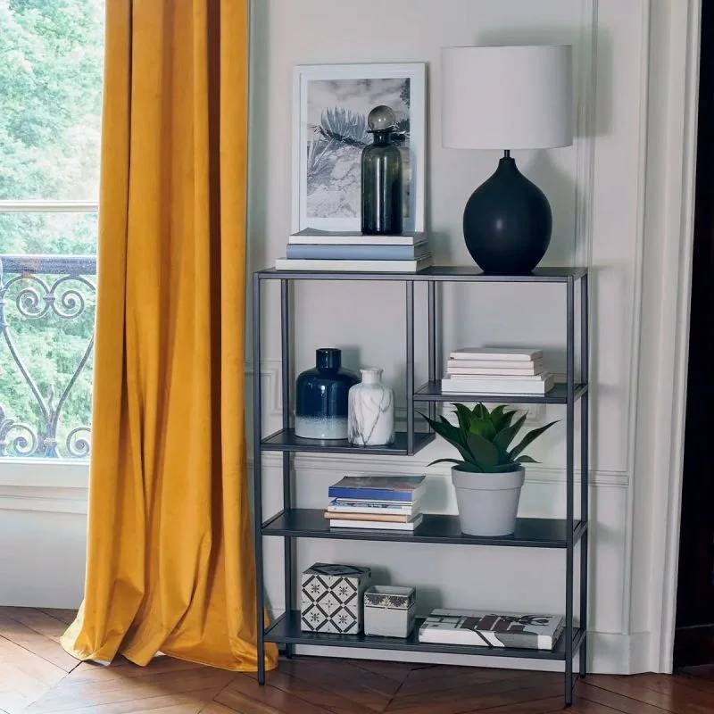 Étagère de rangement 5 niveaux Acier Noir L. 75 x P. 30 x H. 100,5 cm - ATMOSPHERA