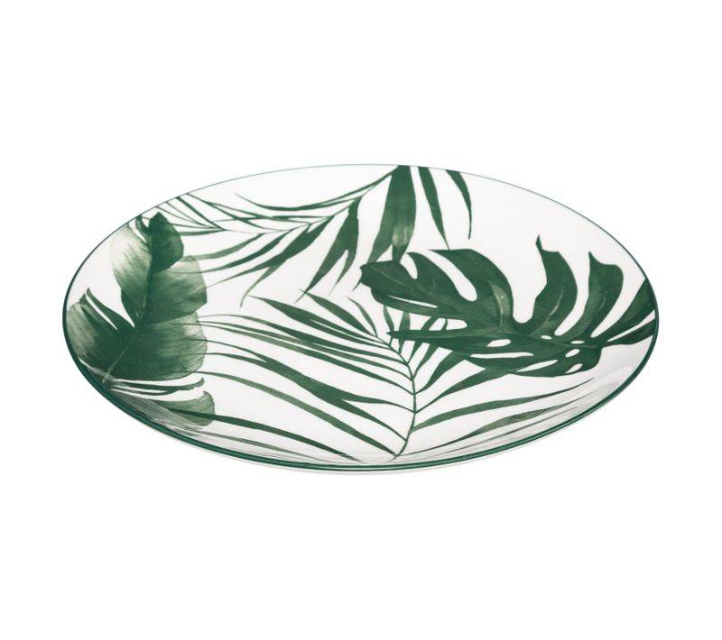 Assiette plate Palme porcelaine vert Ø. 26.6-H.2.5 cm - Image 1