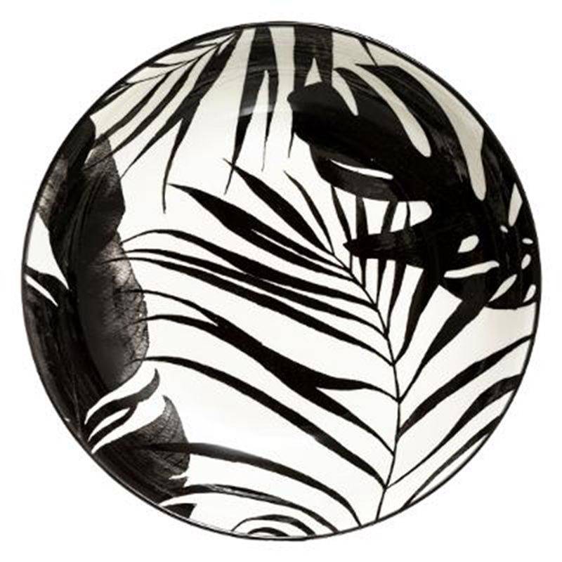 Lot de 6 assiettes creuses Palme en porcelaine noire Ø20.2 H.4 cm - Image 1
