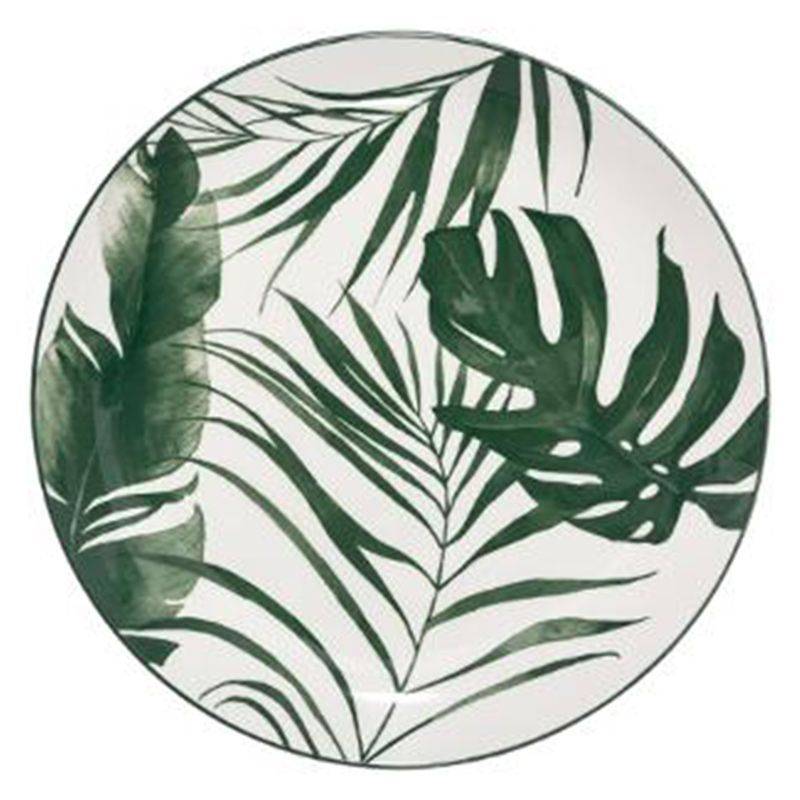 Lot de 6 assiettes à dessert palmes en porcelaine vert Ø. 19 cm - Image 1