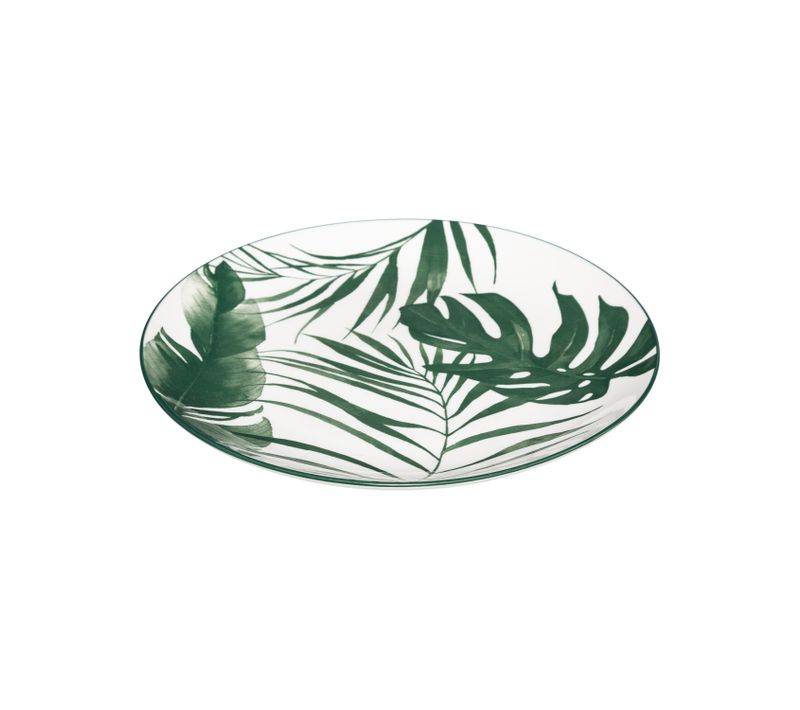 Lot de 6 assiettes à dessert palmes en porcelaine vert Ø. 19 cm - Image 2