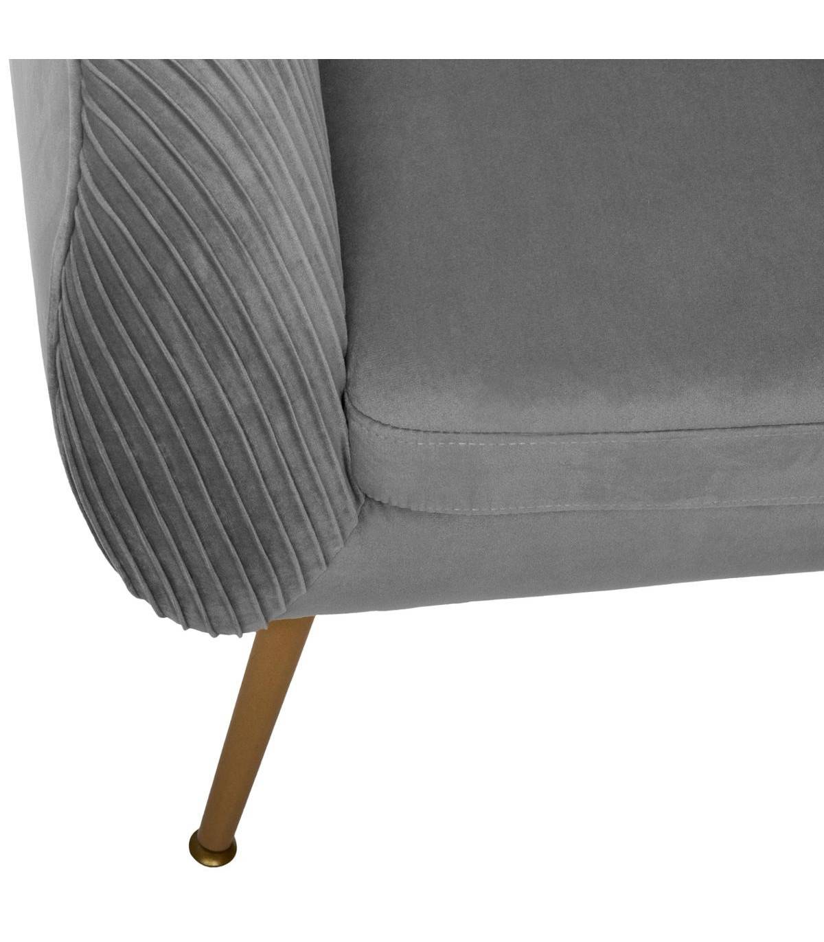 Fauteuil Solaro en velours plissé gris L.74 x P.70 x H.78 cm - Atmosphera - Image 2
