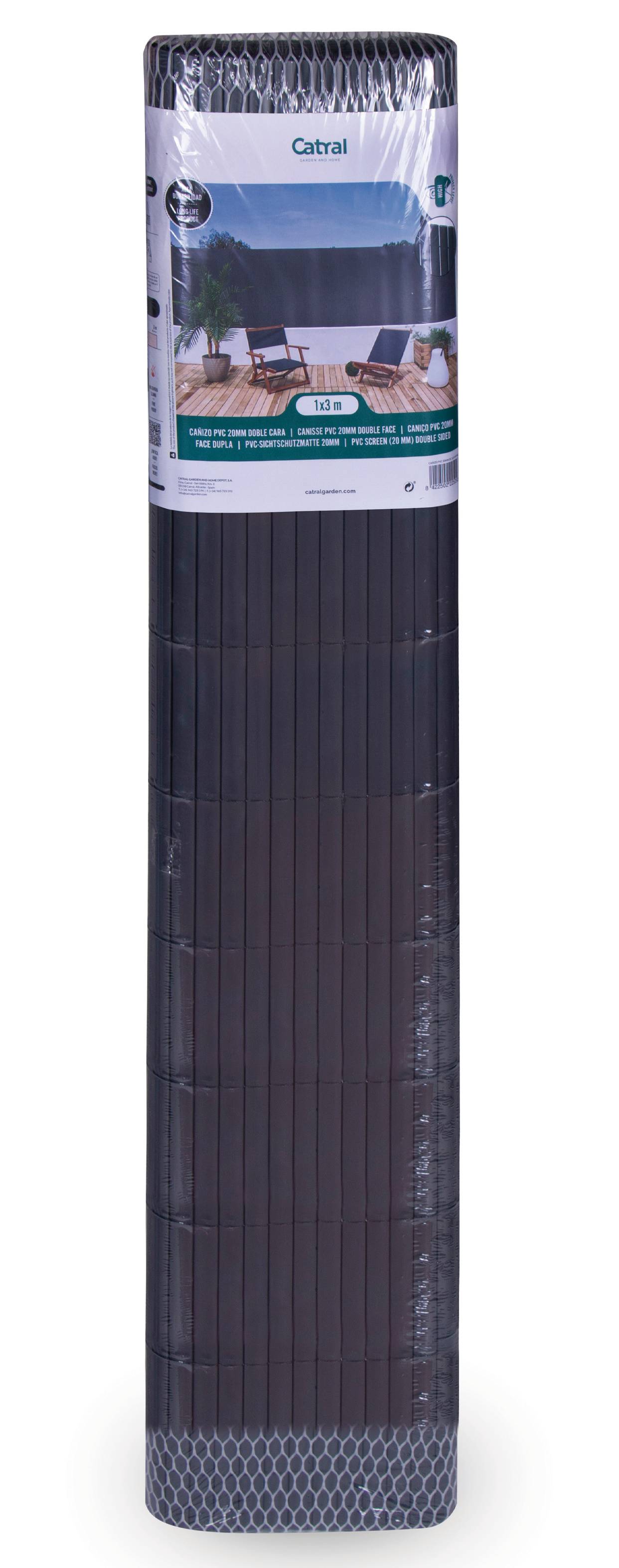 Canisse PVC double face anthracite L.3 m H.1 m ép.20 mm - Nortene - Imagen 5