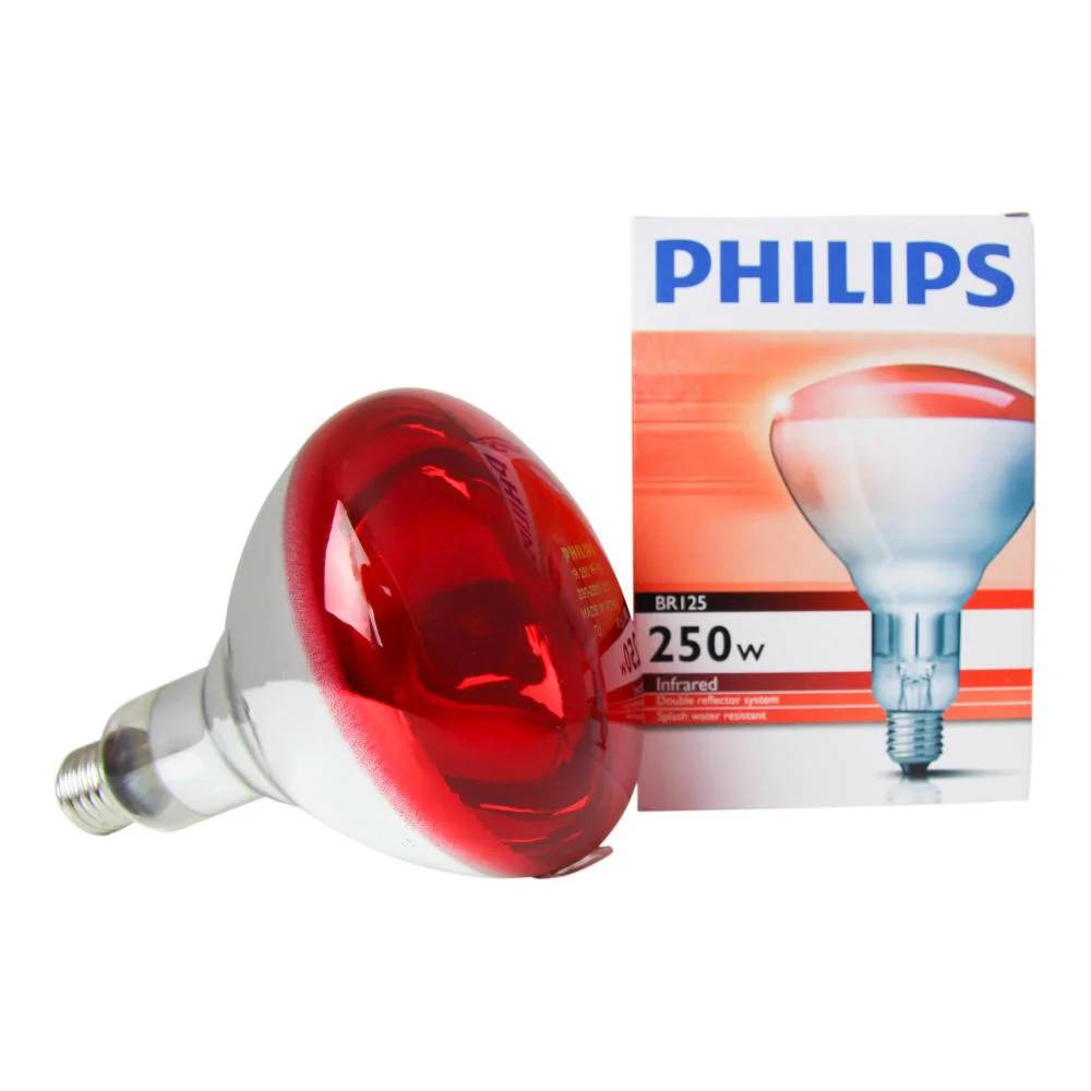 Ampoule infrarouge halogène E27 250W rouge PHILIPS - Image 3