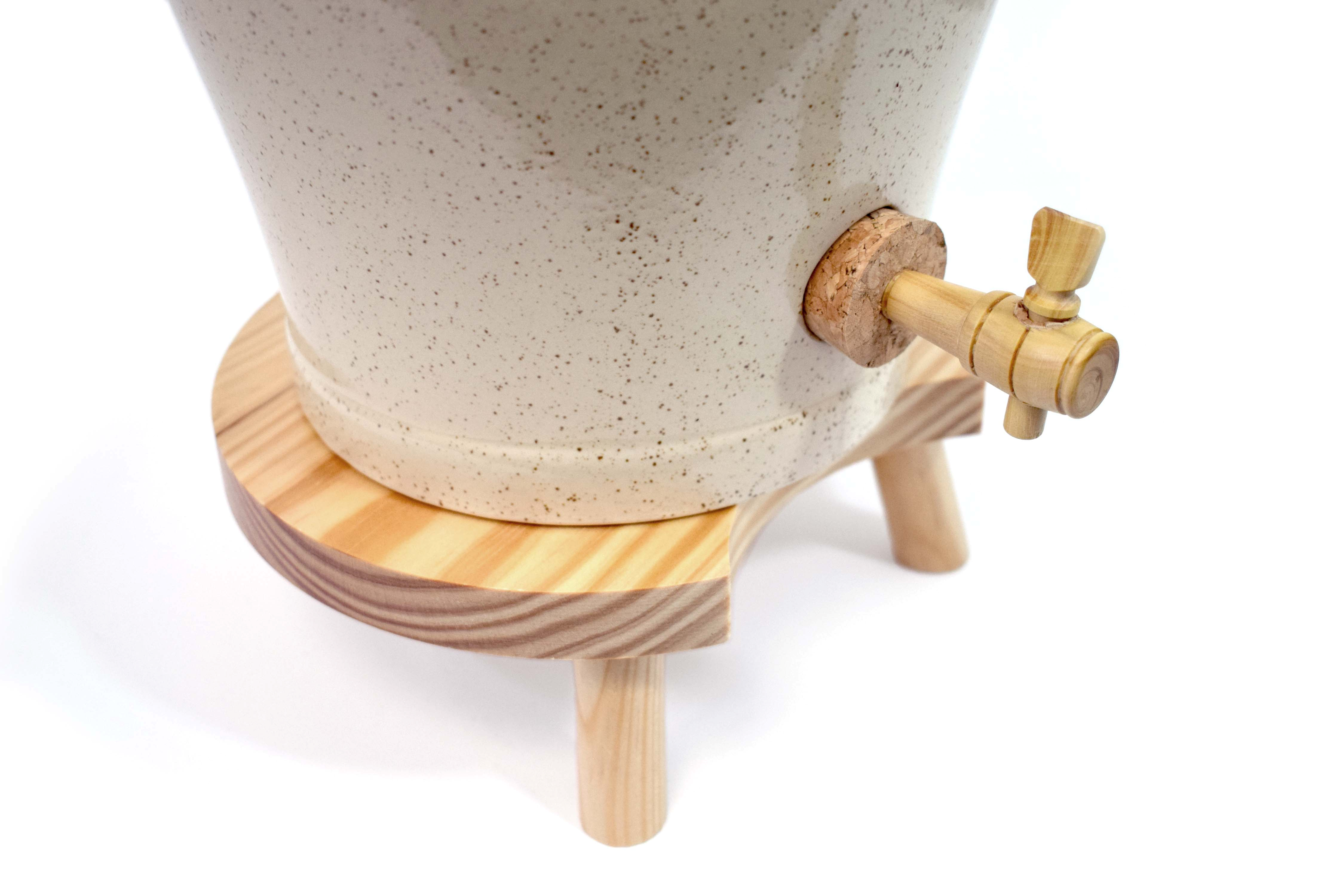 Duhalle - Vinagrera de gres natural 4 L + taburete de madera - Duhallé - Imagen 4