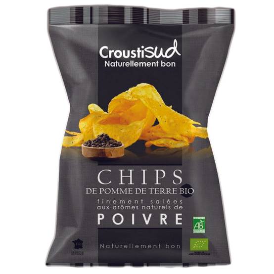 Croustisud - Chips bio de pommes de terre au poivre 100 g - Croustisud