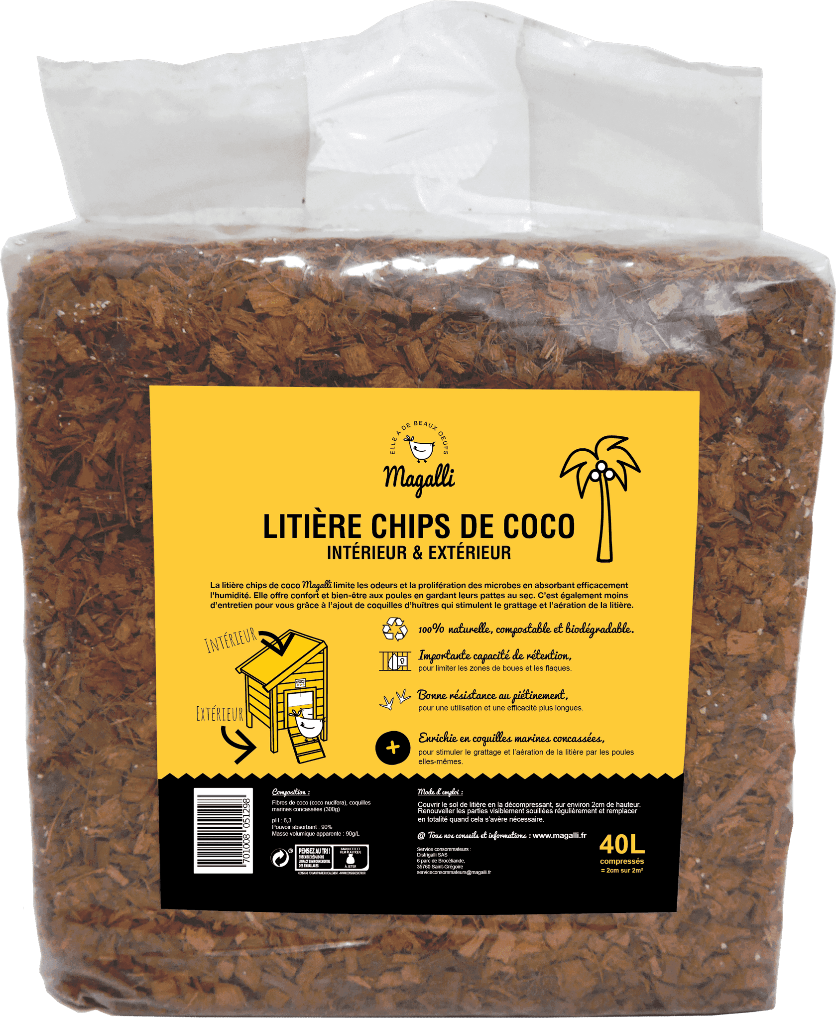 Magalli - Litière couvre-sol pour poulailler aux chips de coco - MAGALLI - Image 1
