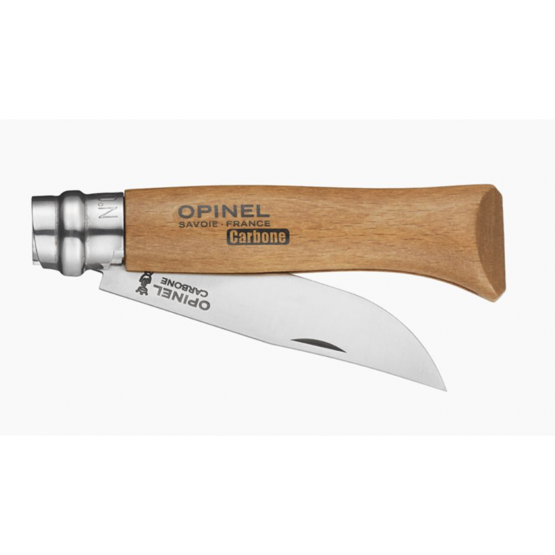 Opinel - Cuchillo plegable de carbono con virola n°08 - Opinel