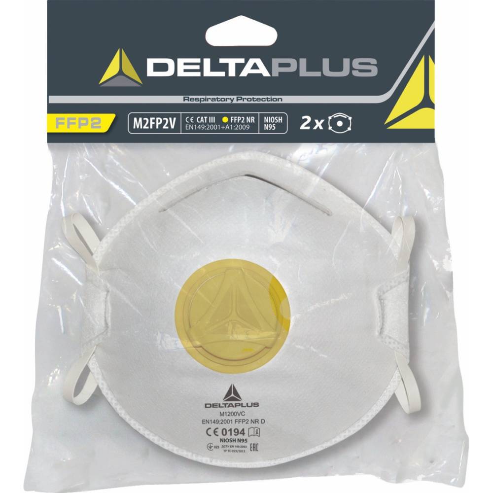 Delta Plus - Sachet de 2 masques respiratoires  jetables FFP2 à valve DELTA PLUS M2FP2V - Imagen 2
