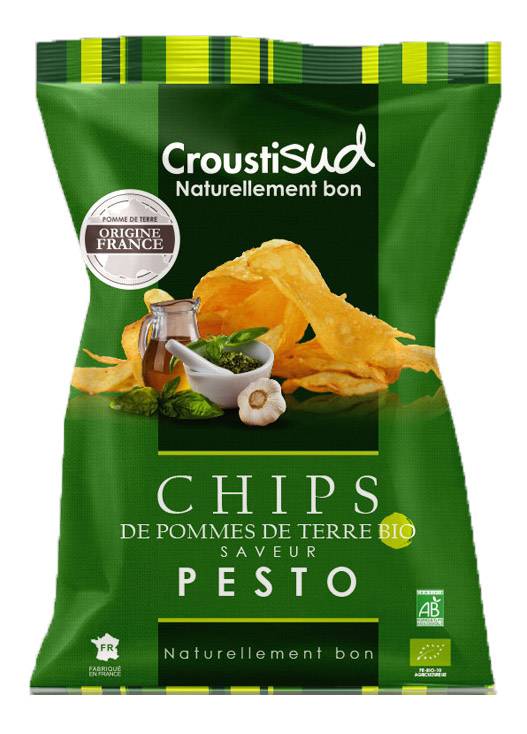 Croustisud - Chips bio de pommes de terre saveur pesto 100 g - Croustisud